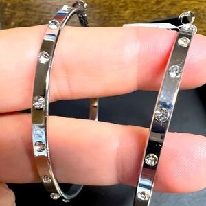 Silver 66 mm 2.5 inch cz hoop Earrings huge trendy